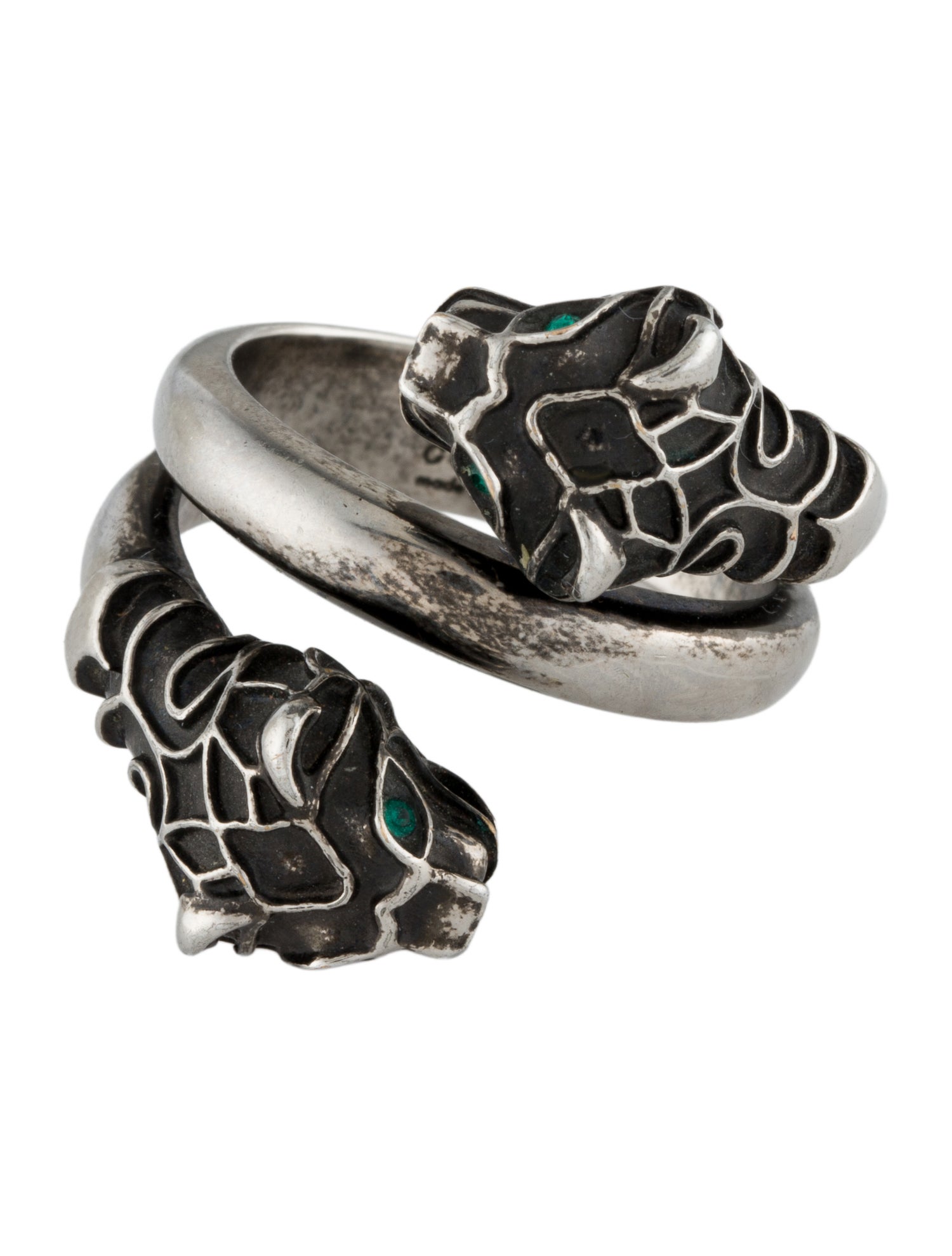 Gucci Crystal Double Tiger Head Cocktail Ring